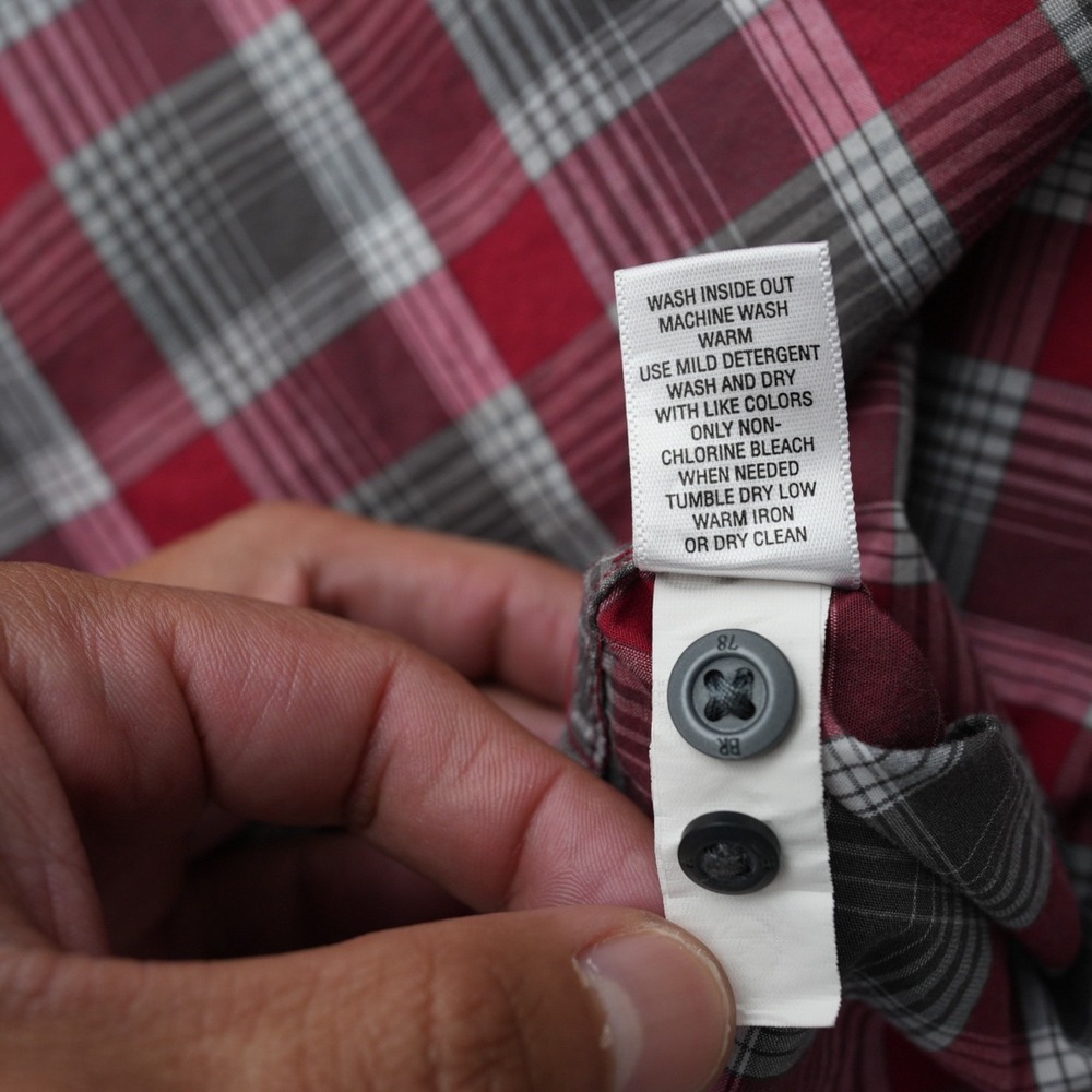 Banana Republic Shirt Men Plaid Button Up Red Gray Long Sleeve Stretch Slim L - Picture 9 of 9